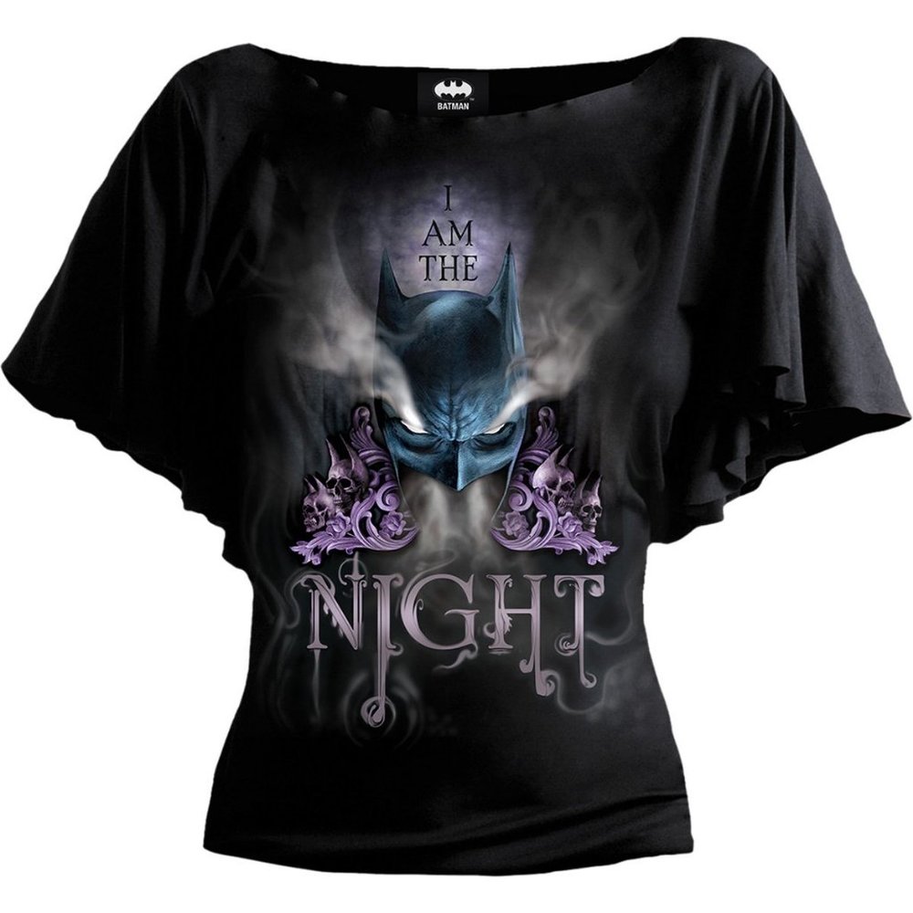 Batman I am the night boatneck bat sleeves top new